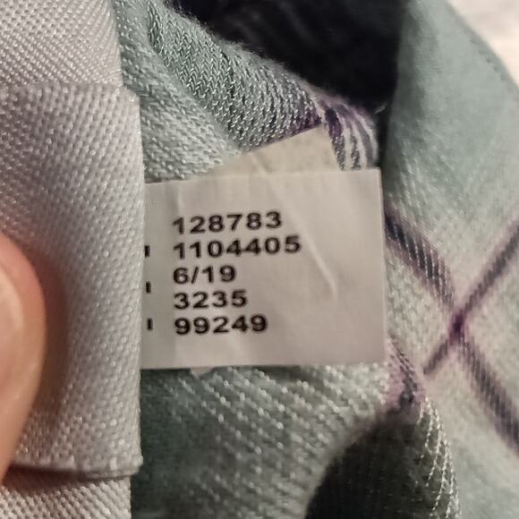 Catherine's Embellished Green Plaid Button Up Shirt 2X 3/4 Sleeve Cotton Blend - Picture 5 of 7